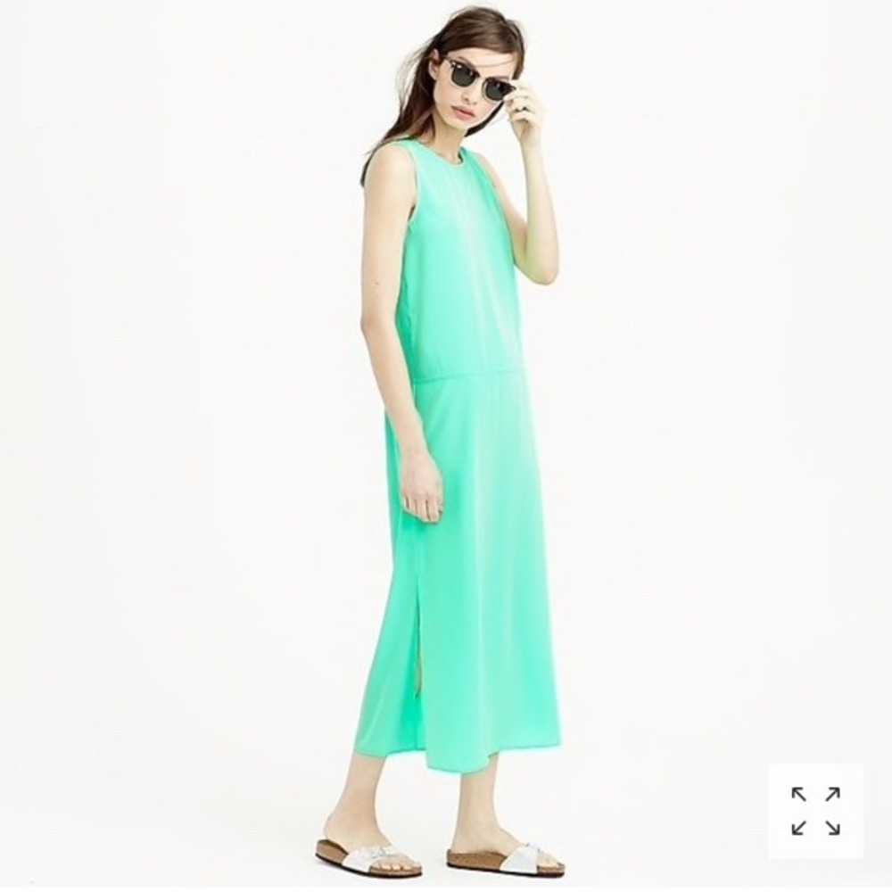 J. Crew Sleeveless Midi Dress Mint Green Side Slits Vacation Resort Size Small